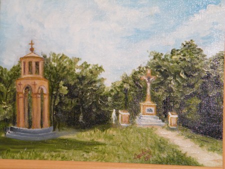 Kalvária Dvory n./Žitavou, 40x40 cm olej na plátne