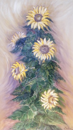 Slnečnice, 40x70 cm olej na plátne